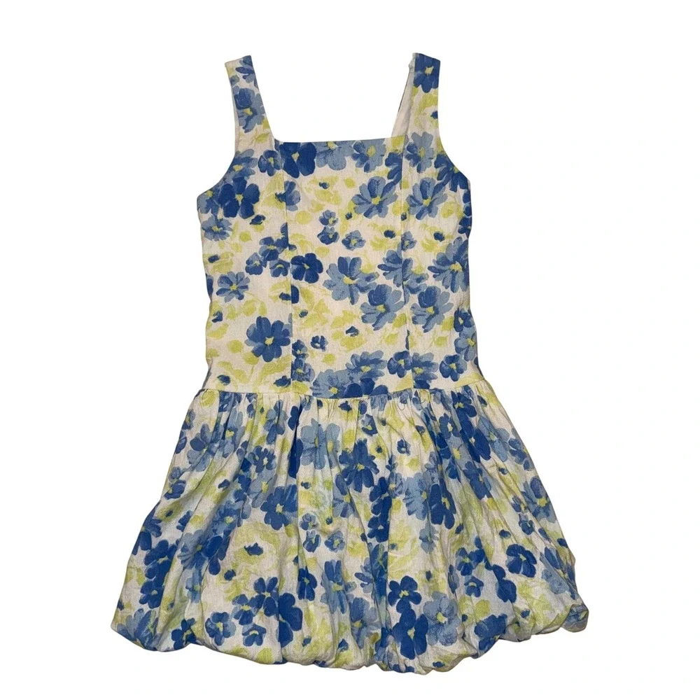 Abercrombie Kids Bubble Dress Girls 11/12 Blue Floral Excellent‎ Smocked Back